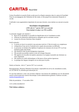 Voir l`annonce - Caritas Neuchâtel