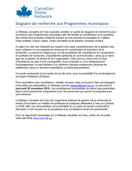 Stagiaire de recherche aux Programmes municipaux