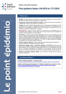 Point au 17 novembre 2016. - InVS