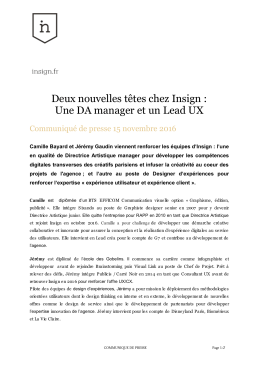 Deux nouvelles têtes chez Insign : Une DA