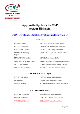 Apprentis dipl&ocirc;m&eacute;s du CAP secteur B&acirc;timent