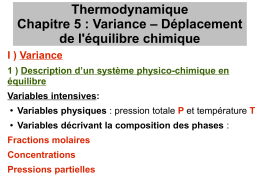 Variance – Déplacement de l`équilibre chimique