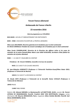 Forum franco-allemand à Berlin - Fondation pour le droit continental