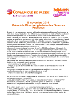 Communiqué de presse : 15 novembre 2016 : Grève à la Direction