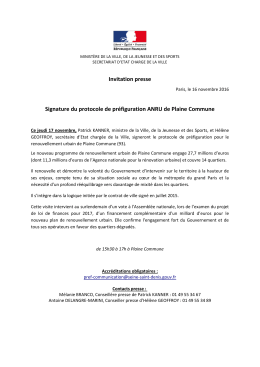 Invitation presse Signature du protocole de pr&eacute;figuration ANRU de