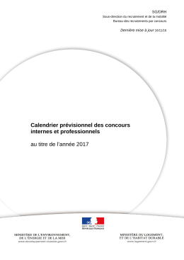 Calendrier prévisionnel des concours internes et professionnels 2017