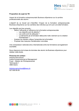 Proposition de sujet de TB Impact de la formation entrepreneuriale