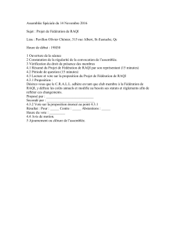 Assemblée Spéciale du 14 Novembre 2016 Sujet : Projet de