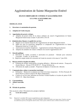 Voir l`ordre du jour ici - Sainte-Marguerite-du-Lac