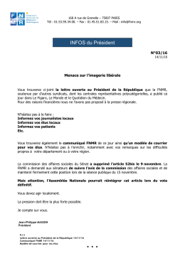 INFOS du Pr&eacute;sident