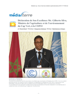 D&eacute;claration de Son Excellence Mr. Gilberto Silva