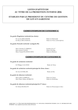 listes d`aptitude au titre de la promotion interne 2016