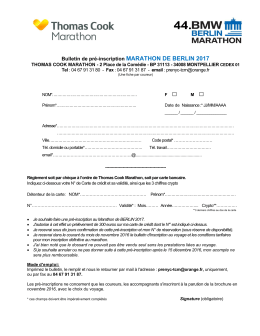 Bulletin de pré-inscription MARATHON DE BERLIN 2017