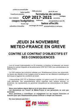 jeudi 24 novembre meteo-france en greve