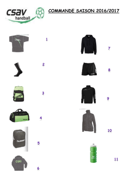 COMMANDE SAISON 2016/2017
