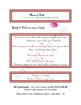 Menu spécial Noël 2016