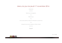 Menu du jour du jeudi 17 novembre 2016