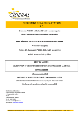 REGLEMENT DE LA CONSULTATION