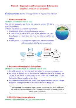 Chapitre 1. L`eau et ses propri&eacute;t&eacute;s