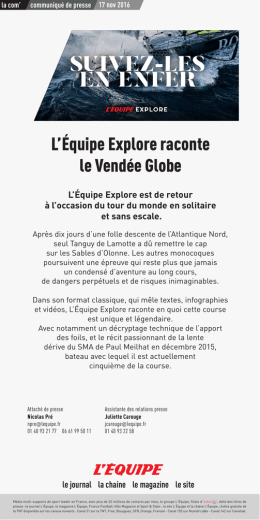 L`&Eacute;quipe Explore raconte le Vend&eacute;e Globe