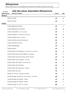 Liste des arbres disponibles Rétropomme