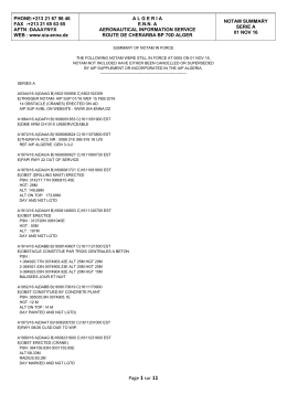 Liste r&eacute;cap des NOTAMs S&eacute;rie A valides au 01 NOVEMBRE 2016