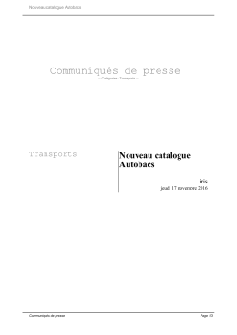 Nouveau catalogue Autobacs