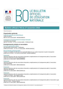 Bulletin officiel n°42 du 17 novembre 2016 Sommaire