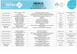 Menus du 05 au 18 Décembre au 2016 - Bray