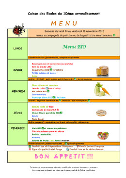 MENU Caisse des Ecoles du 10ème arrondissement