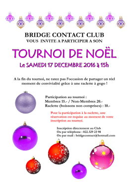 Tournoi de Noël 2016 - Bridge