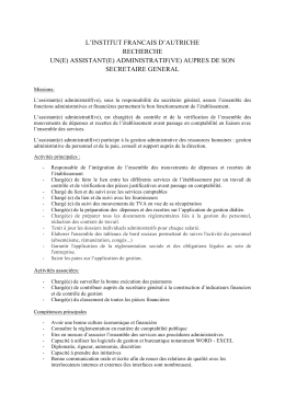 fiche de poste assistante aupres du secretaire