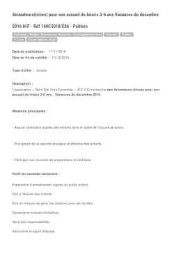 Animateurs(trices) pour son accueil de loisirs 3-6 ans