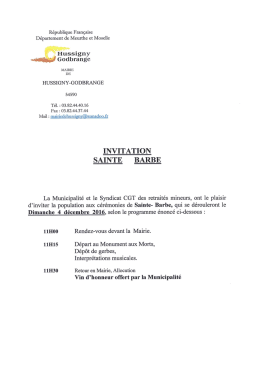 Sainte Barbe - Dimanche 4 Décembre 2016 - Mairie