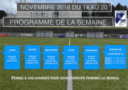 Programme de la semaine