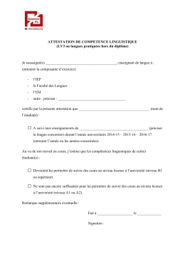 ATTESTATION DE COMPETENCE LINGUISTIQUE (LV3 ou langues