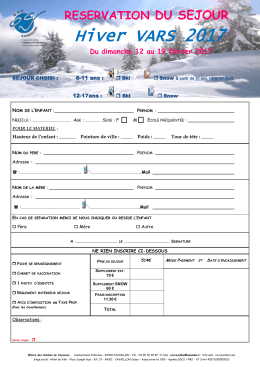 Fiche de r&eacute;servation