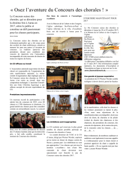« Osez l`aventure du Concours des chorales ! »