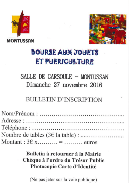 Dossier d`inscription Bourse aux Jouets