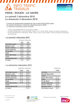 paris-le havre pour le samedi 3 et dimanche 4 decembre 2016