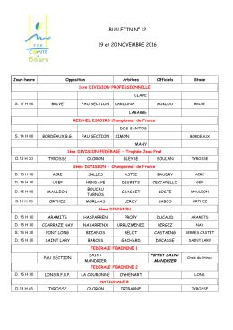 BULLETIN N° 12 19 et 20 NOVEMBRE 2016
