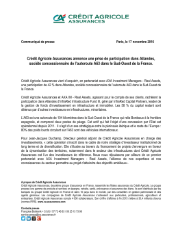 Cr&eacute;dit Agricole Assurances annonce une prise de participation dans