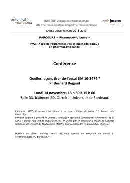 Conférence - Département de Pharmacologie de Bordeaux