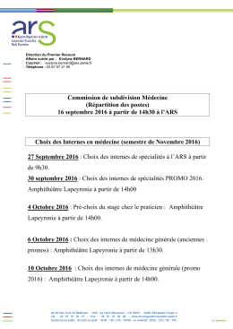 Calendrier Internat en m&eacute;decine