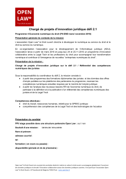 Charg&eacute; de projets d`innovation juridique d&eacute;fi 2.1
