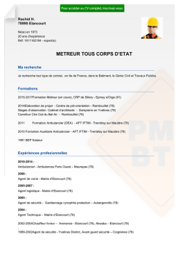 Recrutement CV METREUR TOUS CORPS D™ETAT
