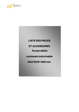 LISTE DES PIECES ET ACCESSOIRES Portail ANOA coulissant