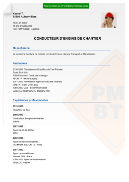Recrutement CV CONDUCTEUR D&trade;ENGINS DE CHANTIER