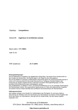 Ing&eacute;nieurs et architectes suisses Band (Jahr): 117 - E