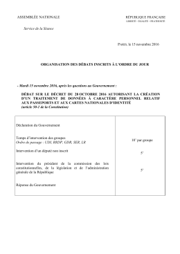 ASSEMBL&Eacute;E NATIONALE Service de la S&eacute;ance PARIS, le 15